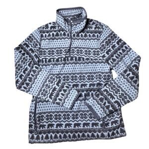 Chubbies Bear Hug Fleece Pullover Sweater Women's Sz S Grey Blue 1/4 Zip Winter